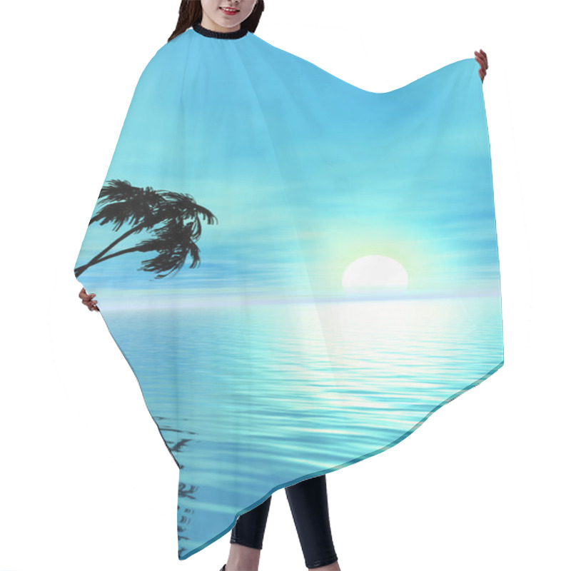 Personality  Ocean And Palm Tree Hair Cutting Cape