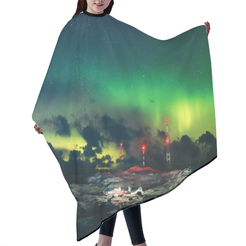 Personality  Northern Lights. Aurora Borealis Nature Landscape At Night Hair Cutting Cape