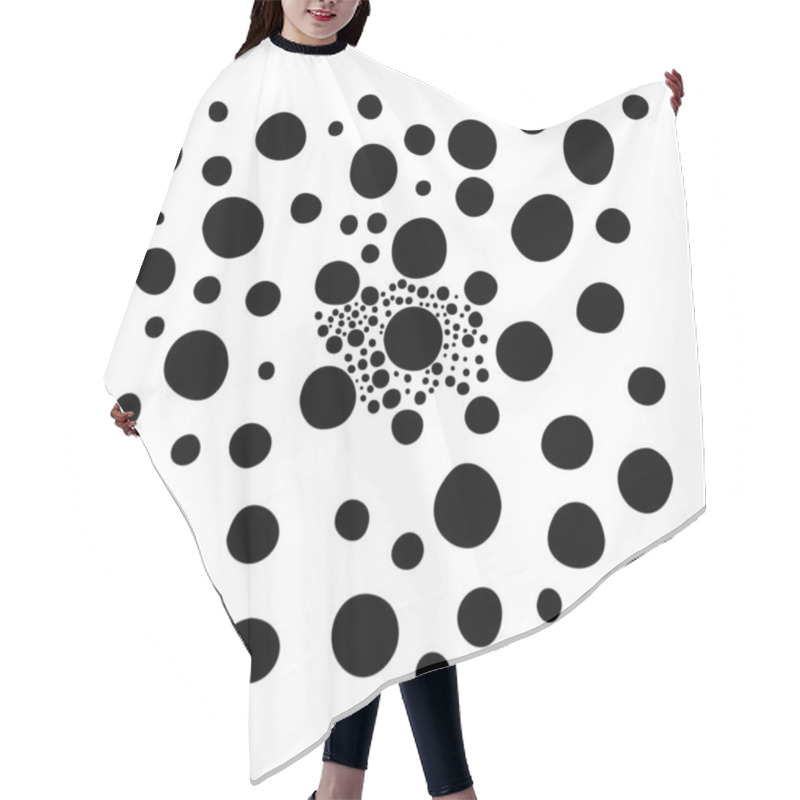 Personality  Abstract Pattern Of Black Dots Of Different Sizes. Vector Illustration Of Isolated Dots On A White Background. Hair Cutting Cape