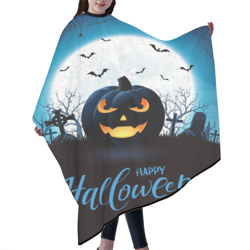 Personality  Halloween Theme With Jack O Lantern On Cemetery Hair Cutting Cape