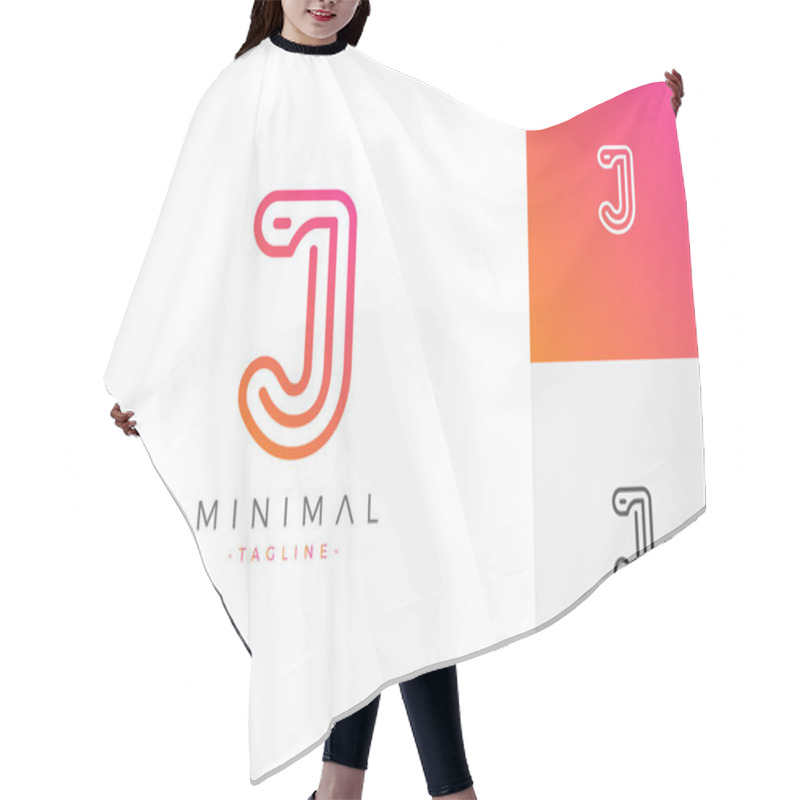 Personality  Minimal Line Letter Initial J Logo Design Template. Vector Logo Illustration Template. Hair Cutting Cape