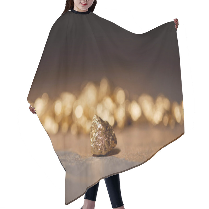 Personality  Selective Focus Of Golden Stones On Brown Marble And Blurred Background Hair Cutting Cape