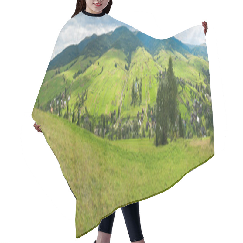 Personality  Summer Mountain Village Panorama. Hair Cutting Cape