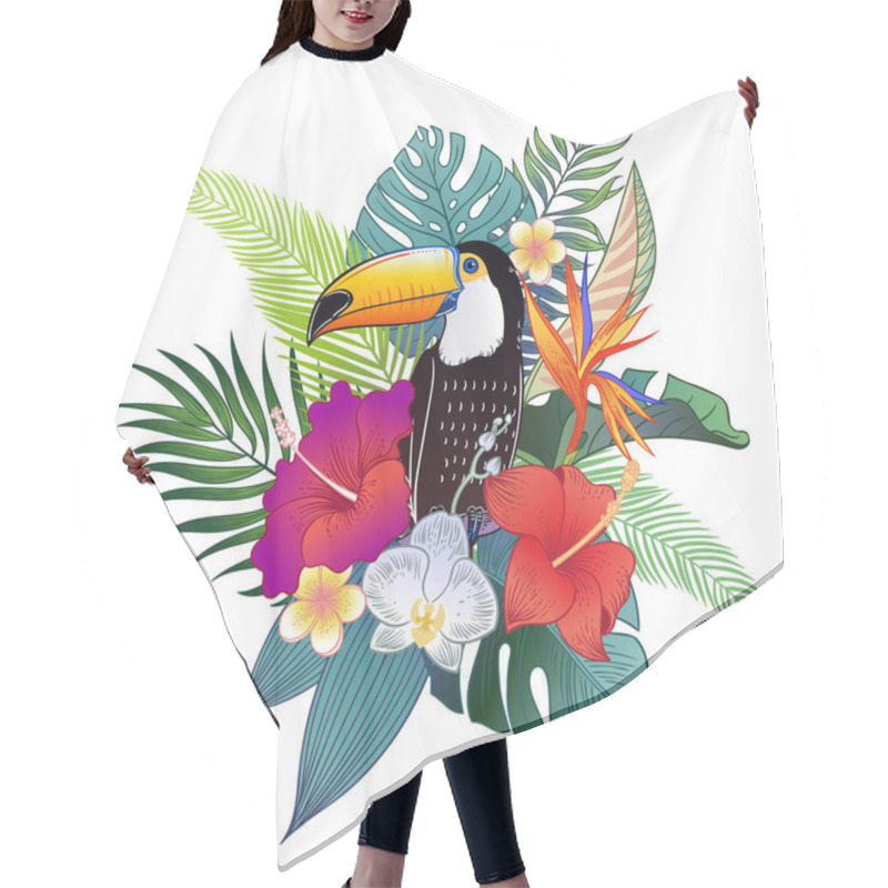 Personality  Beautiful Tropical Exotic Parrot Bird. Vector Illustration. Hair Cutting Cape