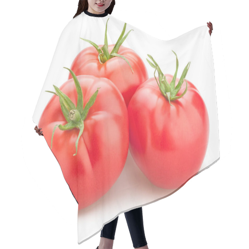 Personality  Pink Tomatoes Isolated On White Background Hair Cutting Cape