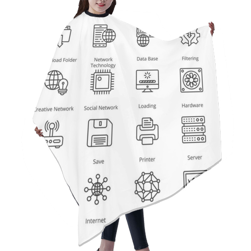 Personality  Network And Hosting Outline Icons - Stroked, Vectors Hair Cutting Cape