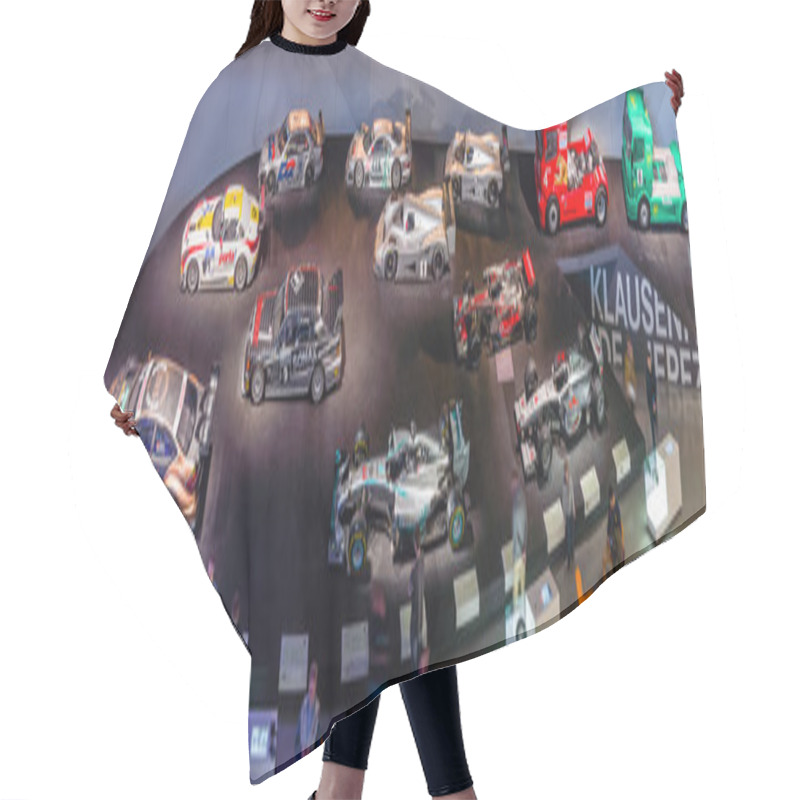 Personality  Panoramic View Of The Gallery Of Sports And Racing Cars Of Different Classes. Hair Cutting Cape