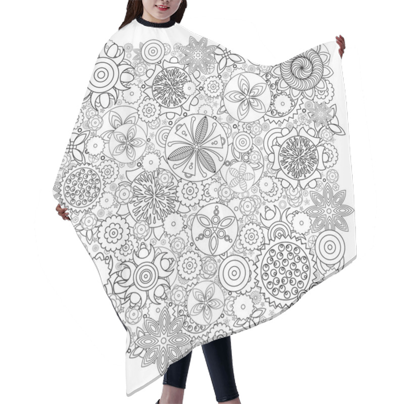 Personality  Vector Monochrome Floral Pattern. Hair Cutting Cape