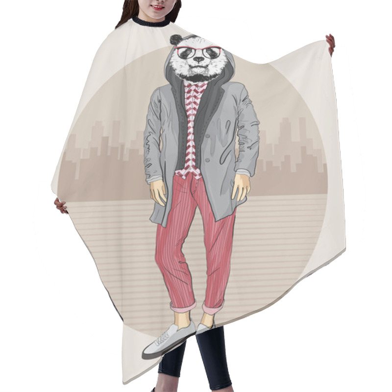 Personality  Fashion Panda Portrait Hair Cutting Cape