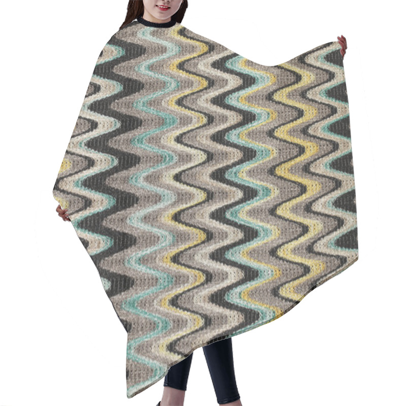 Personality  Blue, Yellow And Grey Waves Vertical Lines Pattern Fabric  Hair Cutting Cape