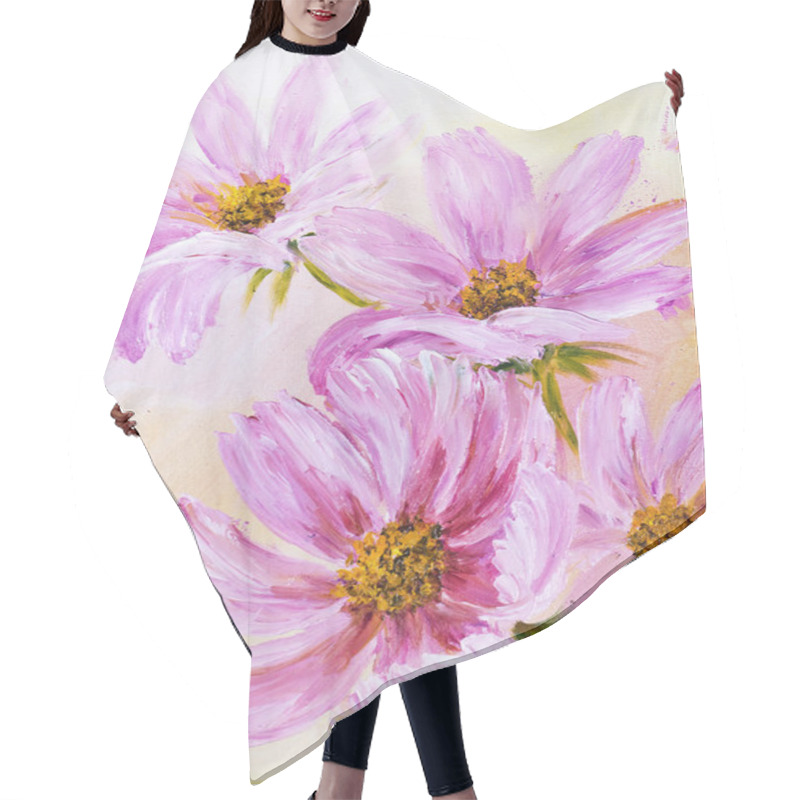 Personality  Cosmos Flowers, Oil Painting On Canvas Hair Cutting Cape