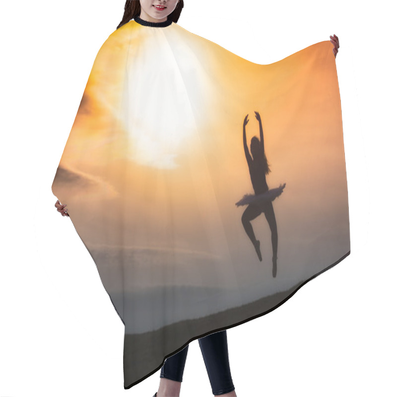 Personality  Ballerina Silhouette, Dancing Alone In Nature In The Mountains A Hair Cutting Cape