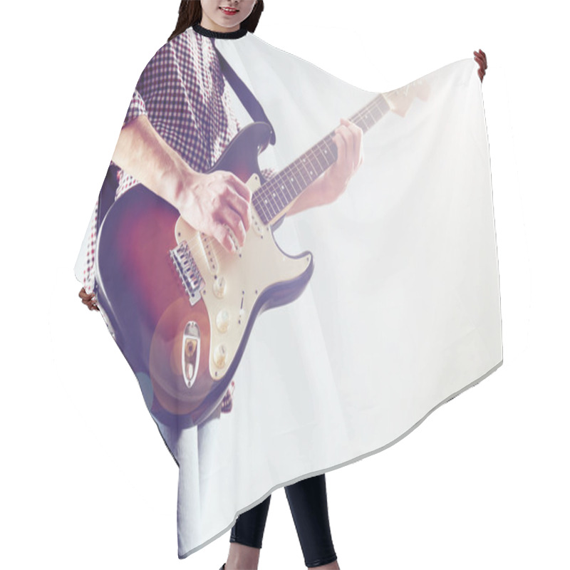 Personality  Young Man Playing Electric Guitar Hair Cutting Cape