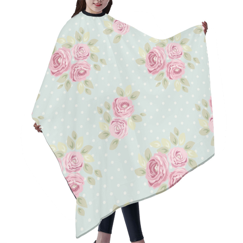 Personality  Seamless Pattern With Roses And Polka Dots Hair Cutting Cape