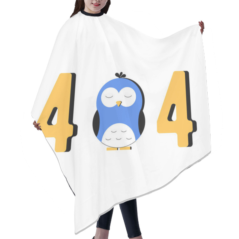 Personality  A Sleeping Penguin Nestled Within The 404 Number Symbolizes Calmness, Humor, And A Creative Approach To Website Error Design. Hair Cutting Cape