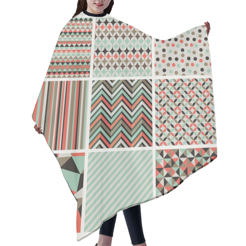 Personality  Seamless Geometric Hipster Background Set. Hair Cutting Cape