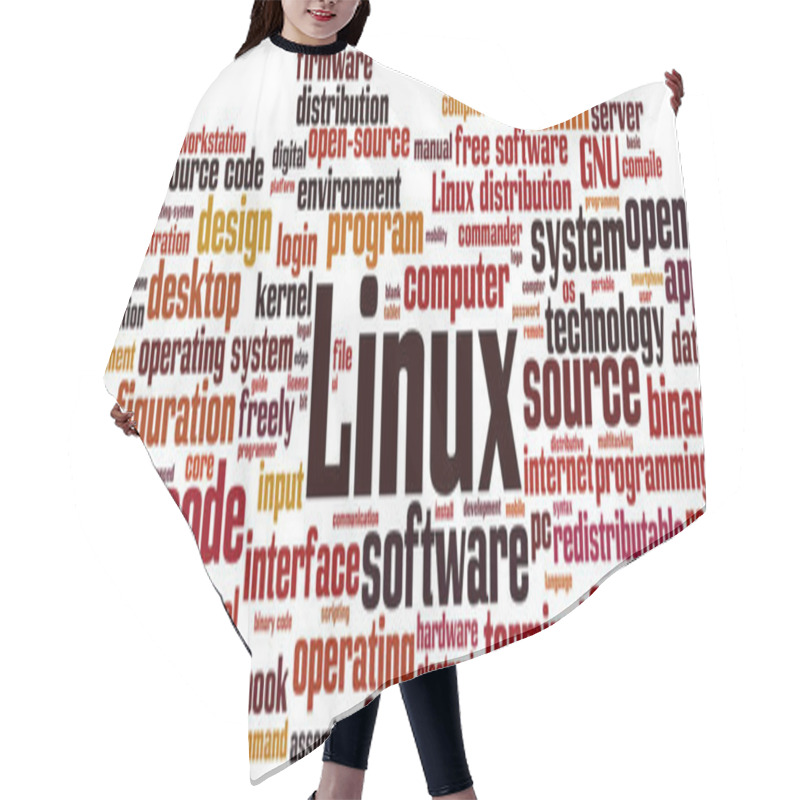 Personality  Linux Word Cloud Concept. Vector Illustration Hair Cutting Cape