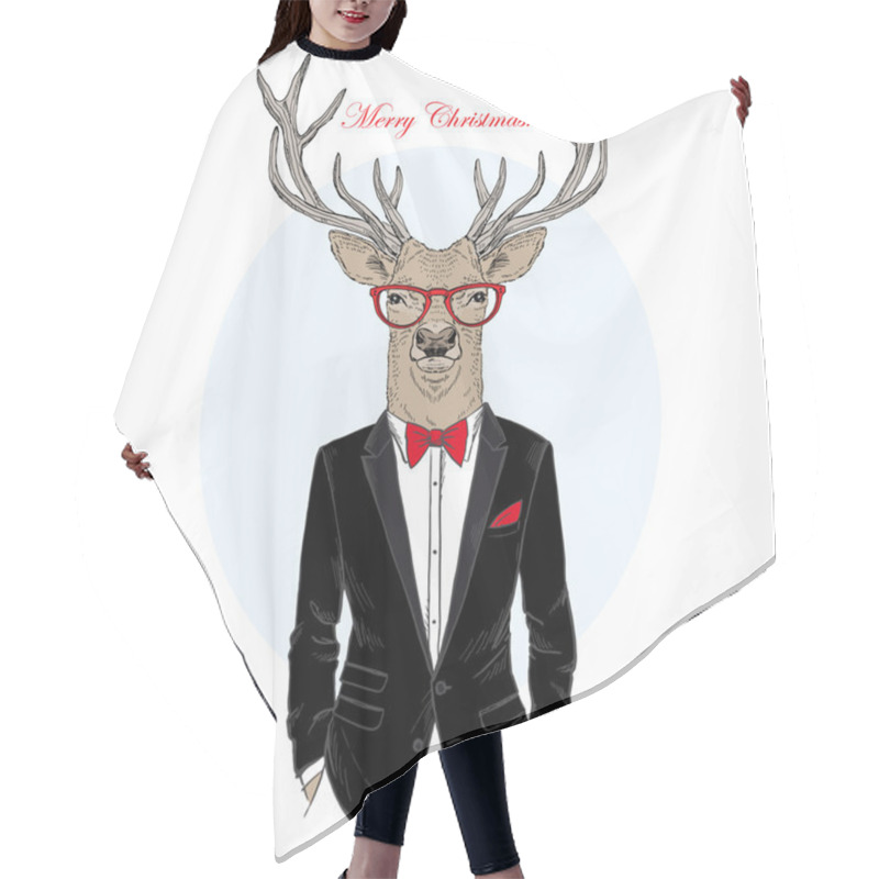 Personality  Deer Dressed Up In Tuxedo Hair Cutting Cape