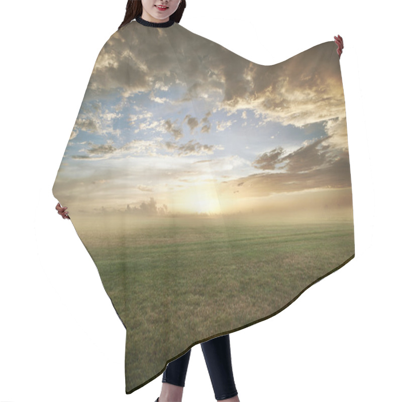 Personality  Grassy Field Sunset Hair Cutting Cape