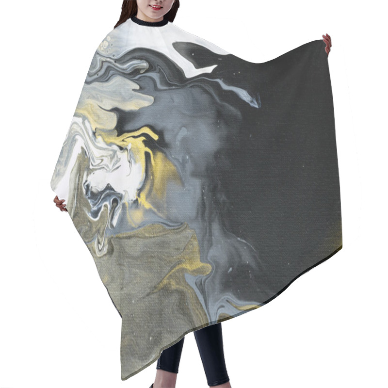 Personality  Black And Gold Creative Abstract Hand Painted Background, Marble Hair Cutting Cape