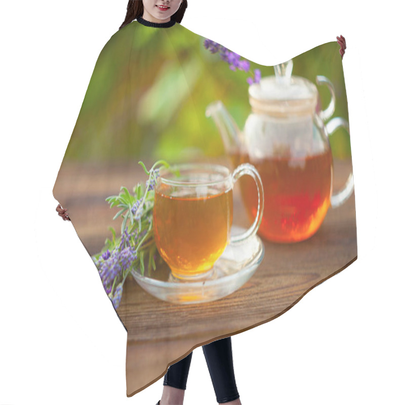 Personality  Delicious Green Tea In A Beautiful Glass Bowl On A Table Hair Cutting Cape