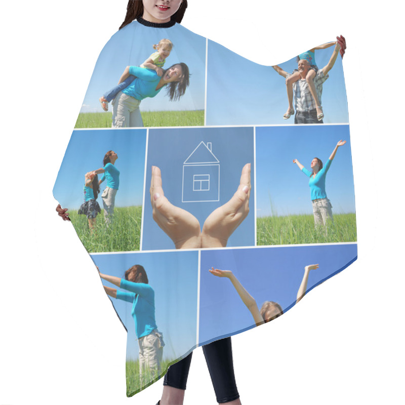 Personality  Happy Family Outdoor In Summer - Collage Hair Cutting Cape