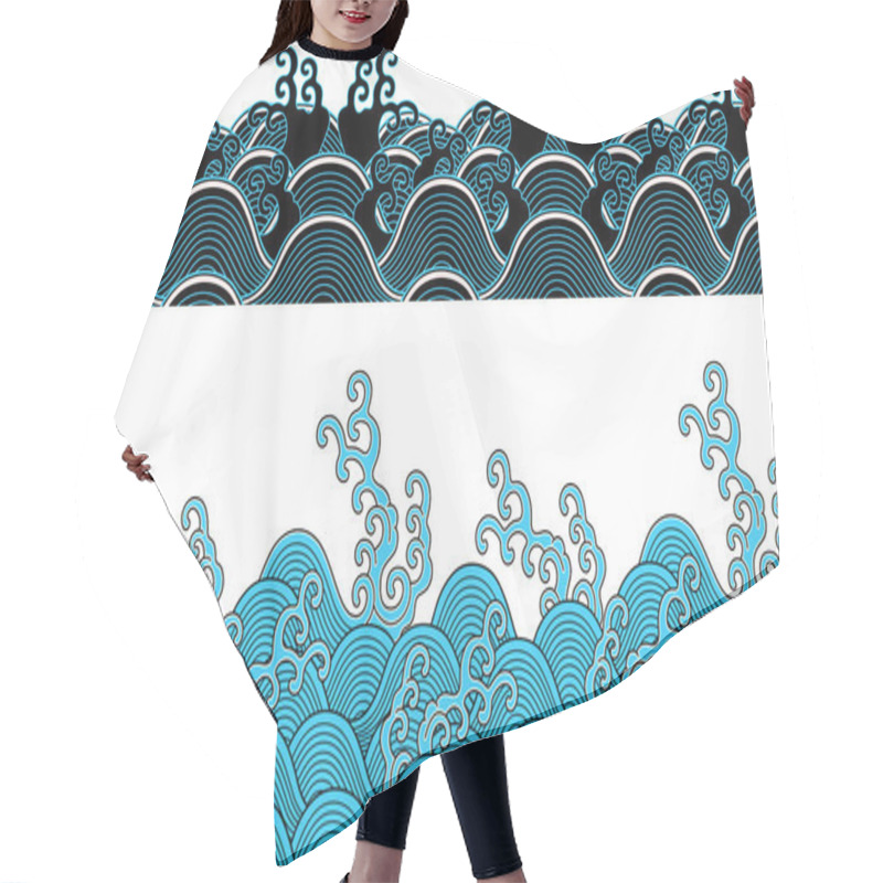 Personality  Repeated Ocean Wave Pattern Hair Cutting Cape