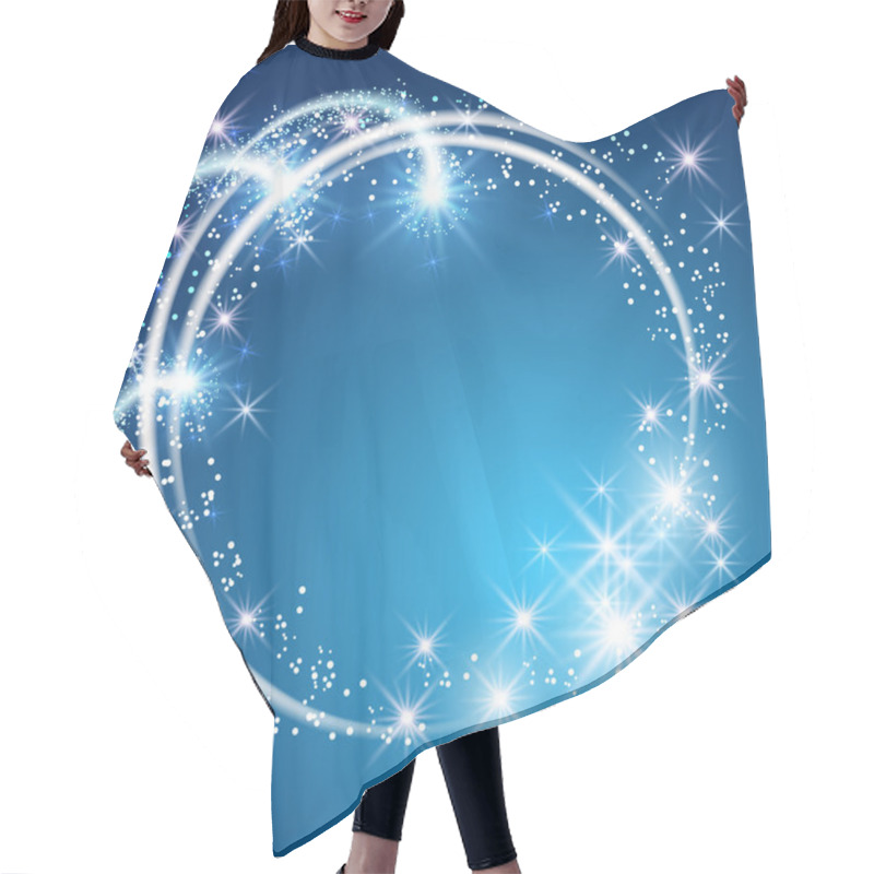 Personality  Glowing Blue Background With Stars Hair Cutting Cape