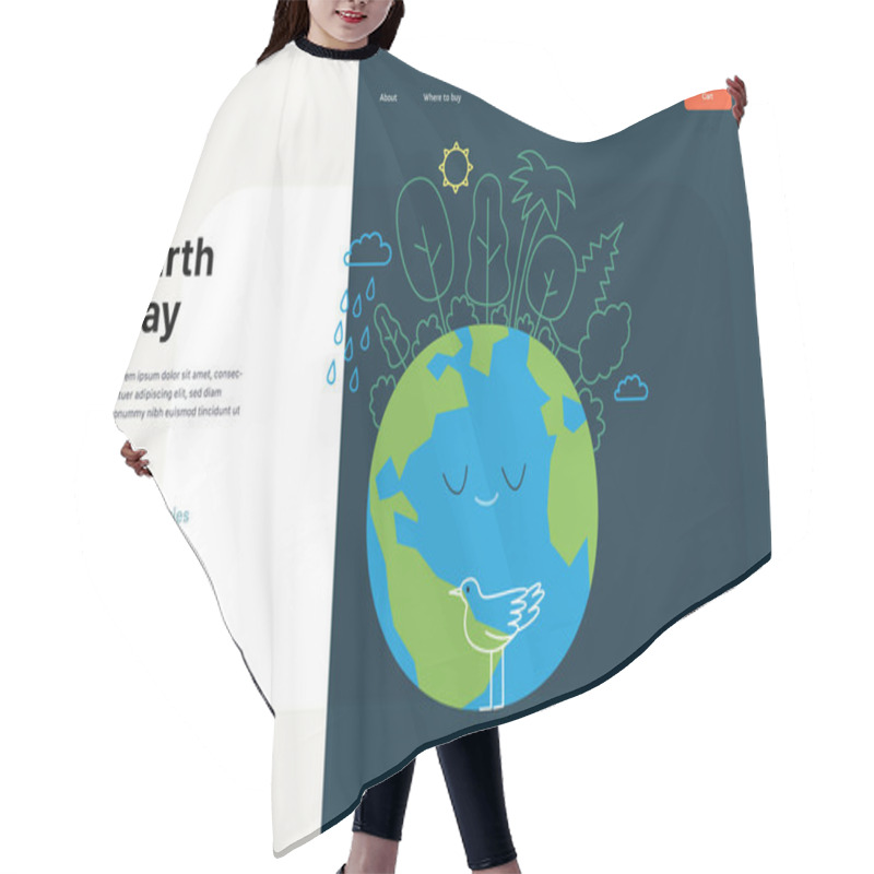 Personality  Ecology - Earth Day -Modern Flat Vector Concept Illustration Of A Globe Plated By Trees. Creative Landing Web Page Template Hair Cutting Cape