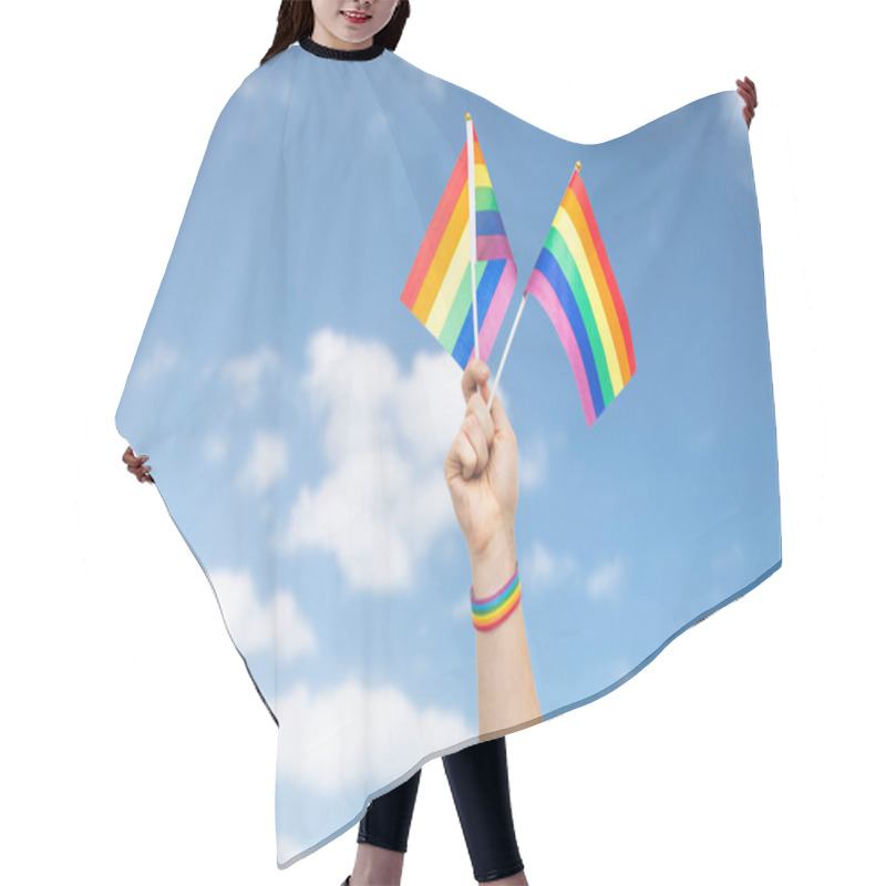 Personality  Hand With Gay Pride Rainbow Flags And Wristband Hair Cutting Cape