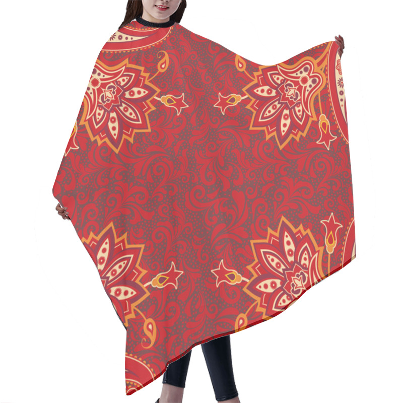 Personality  Floral Ethnic Background In Red Hair Cutting Cape