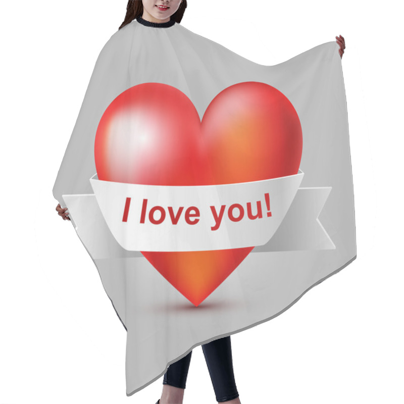 Personality  Vector Illustration Of A Red Heart With Ribbon. Hair Cutting Cape