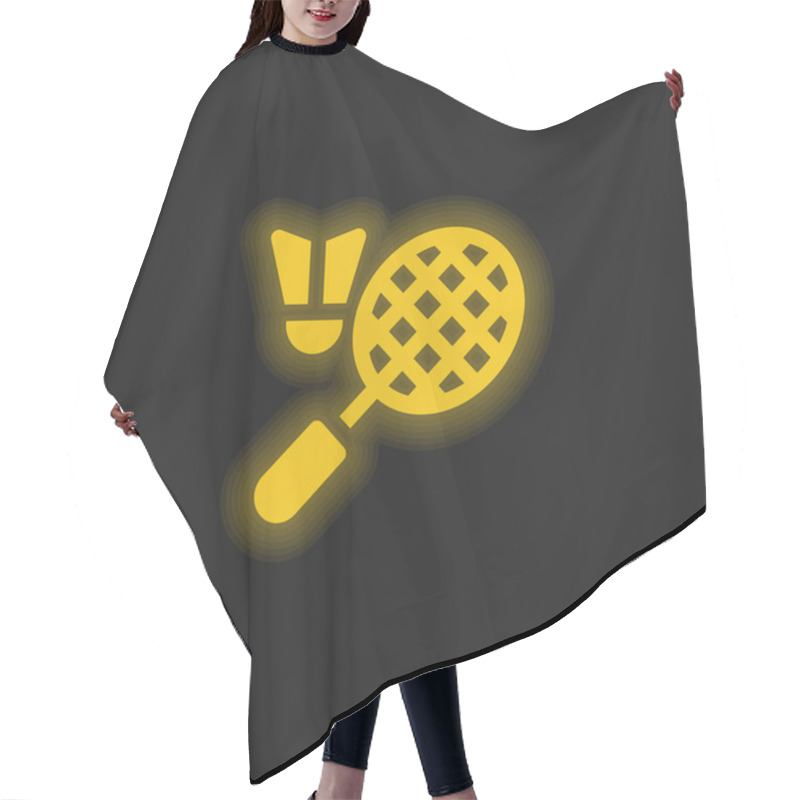 Personality  Badminton Yellow Glowing Neon Icon Hair Cutting Cape