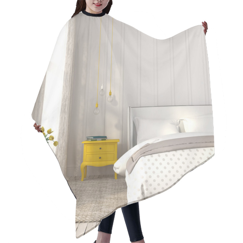 Personality  Light Bedroom With Yellow Bedside Table Hair Cutting Cape