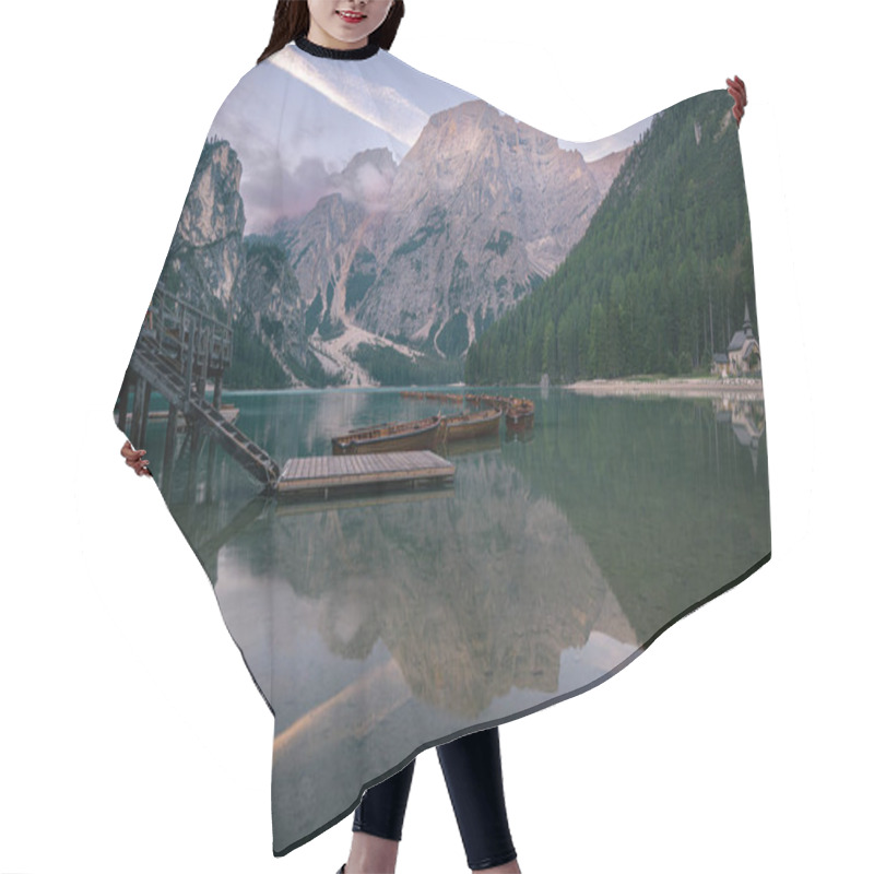 Personality  Sunrise At Lago Di Braies, South Tyrol, The Dolomites, Italy Hair Cutting Cape