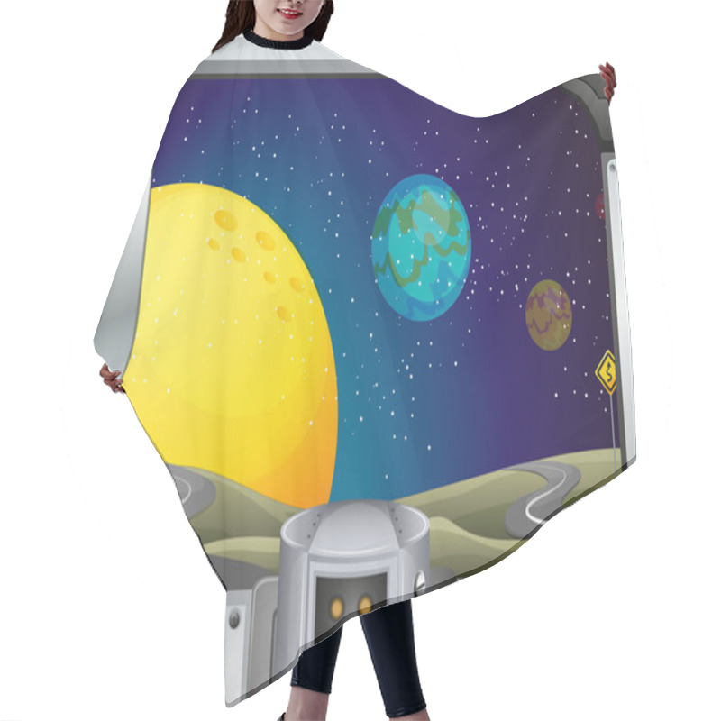 Personality  A Metal Frame With A View Of The Outerspace Hair Cutting Cape