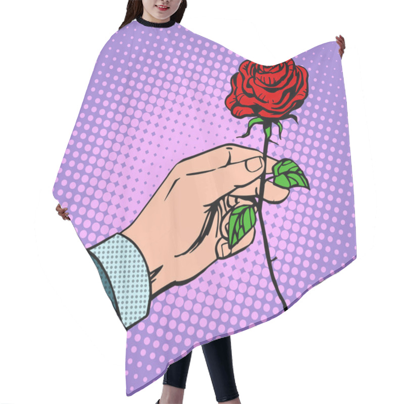 Personality  Man Gives Flower Rose Hair Cutting Cape