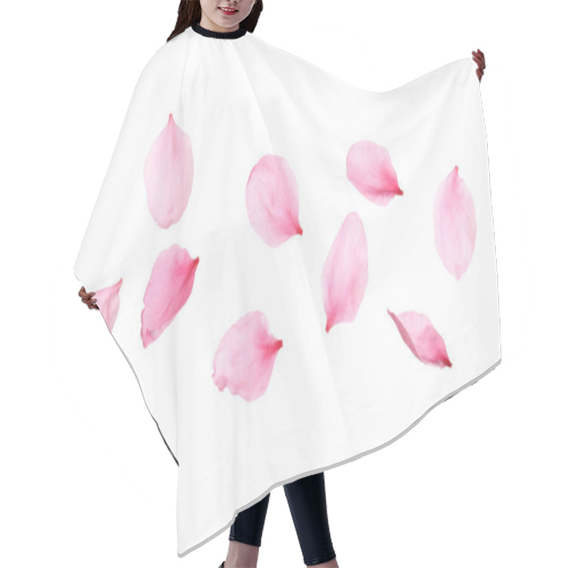 Personality  Beautiful Sakura Flower Petals On White Background Hair Cutting Cape