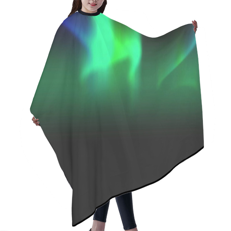 Personality  Image Of Aurora Borealis In Christmas Winter Scenery Background. Christmas, Tradition And Celebration Concept Digitally Generated Image. Hair Cutting Cape