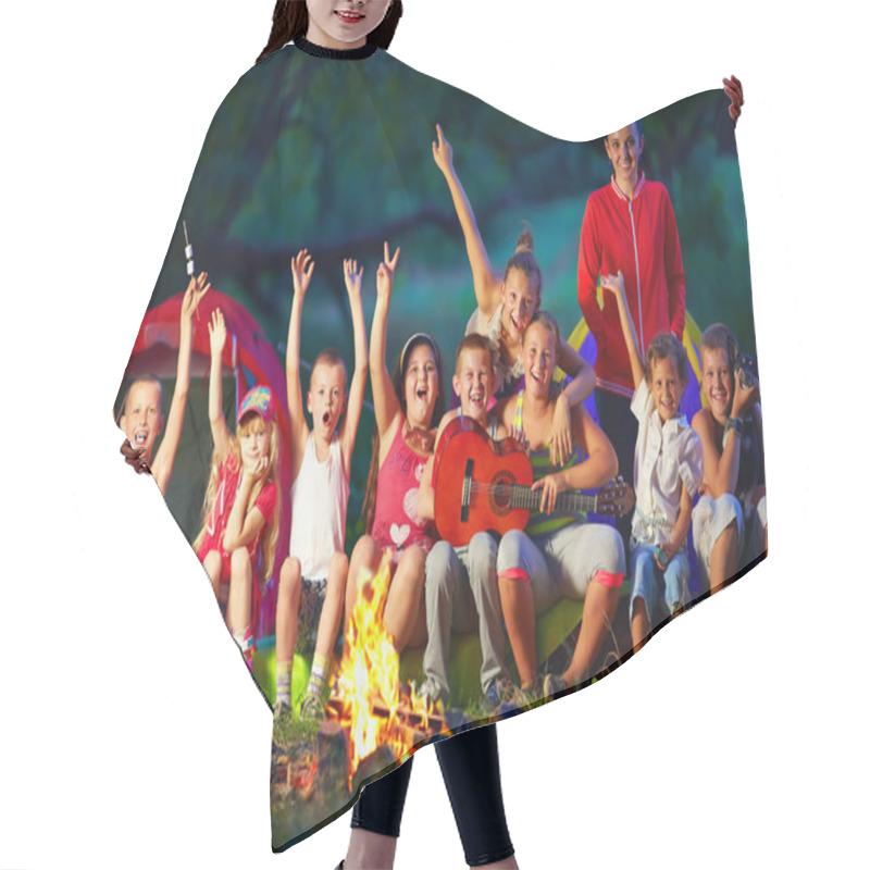 Personality  Happy Kids Singing Songs Around Camp Fire Hair Cutting Cape