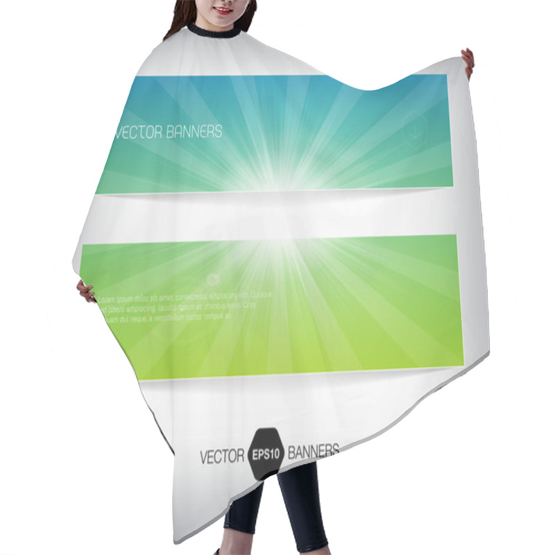 Personality  Vector Summer Banners With Bright Sun Hair Cutting Cape