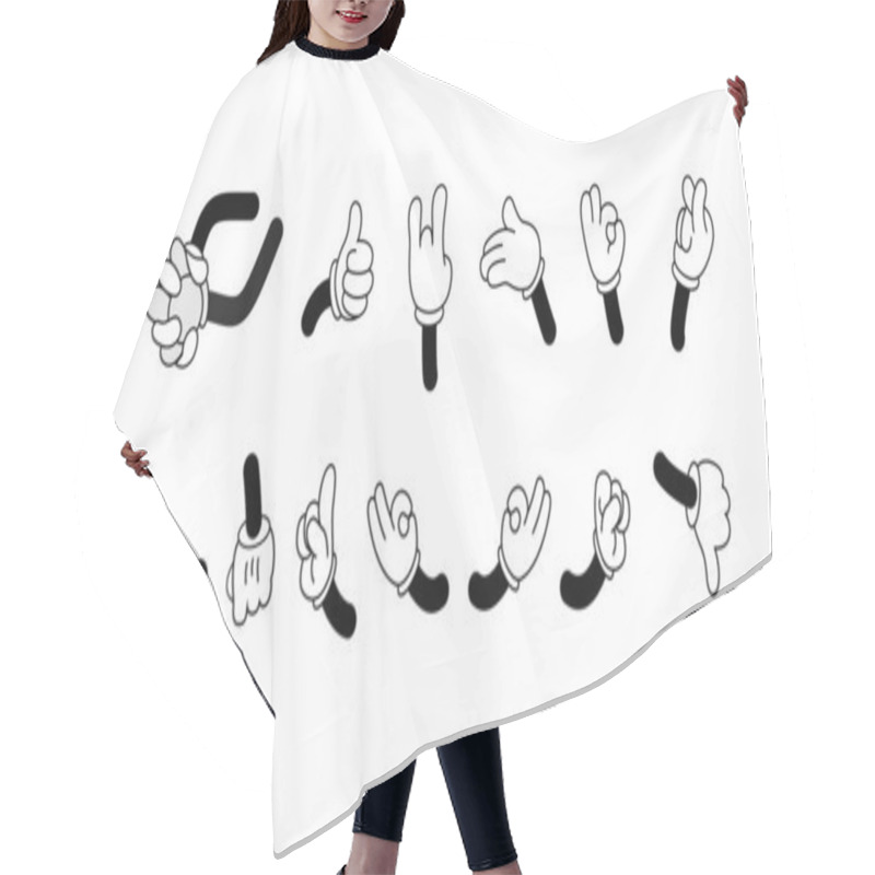 Personality  Retro Cartoon Arms Gestures And Hands Poses. Comic Funny Character Hands In Glove. Vector Illustratio Hair Cutting Cape