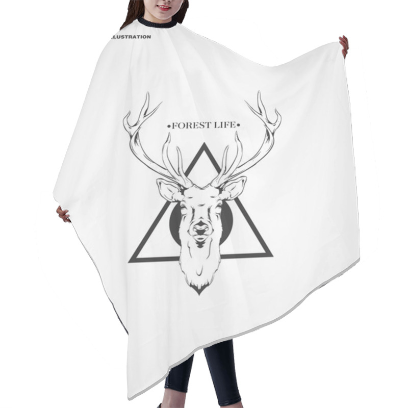 Personality  Abstract Deer Logo Hair Cutting Cape