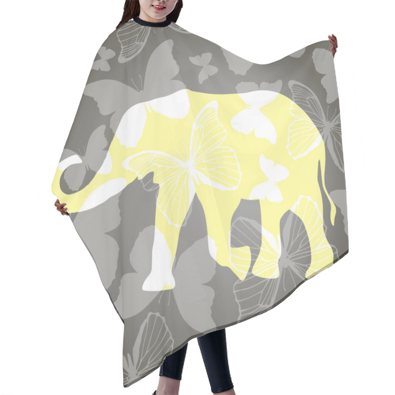 Personality  Decorative Background With Elephant And Butterflies Hair Cutting Cape