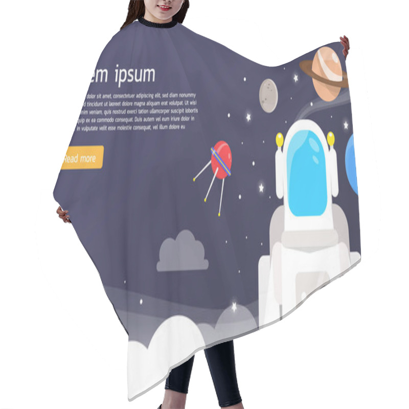 Personality  Astronaut With Planets Illustration Flat Design Hair Cutting Cape