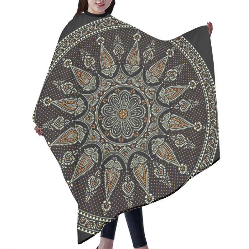 Personality  Vector Round Mandala Art Print On Black Background Hair Cutting Cape