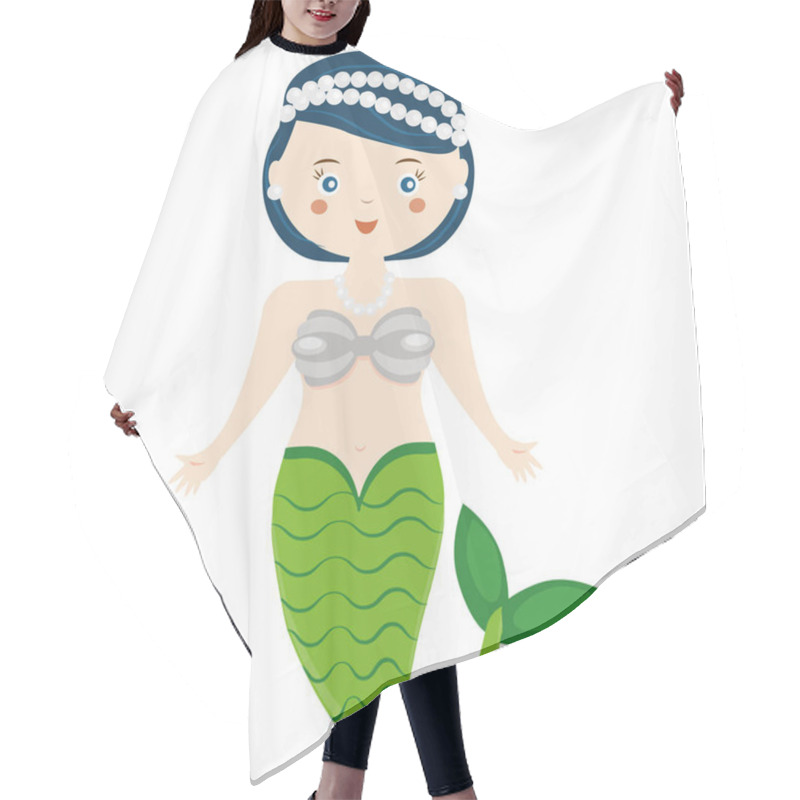 Personality  Cute Mermaid Character In Cartoon Style. Vector Illustration Hair Cutting Cape