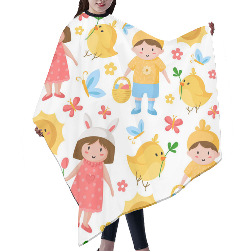 Personality  Cartoon Easter Day Seamless Pattern Hair Cutting Cape