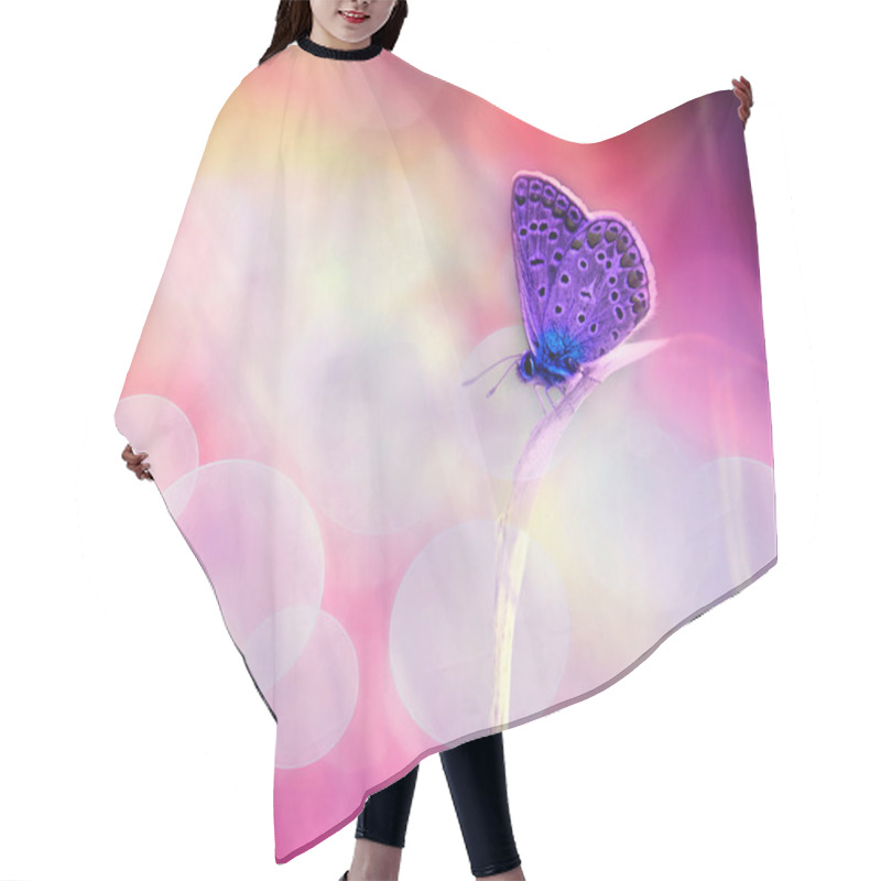 Personality  Beautiful Butterfly On A Flower Hair Cutting Cape