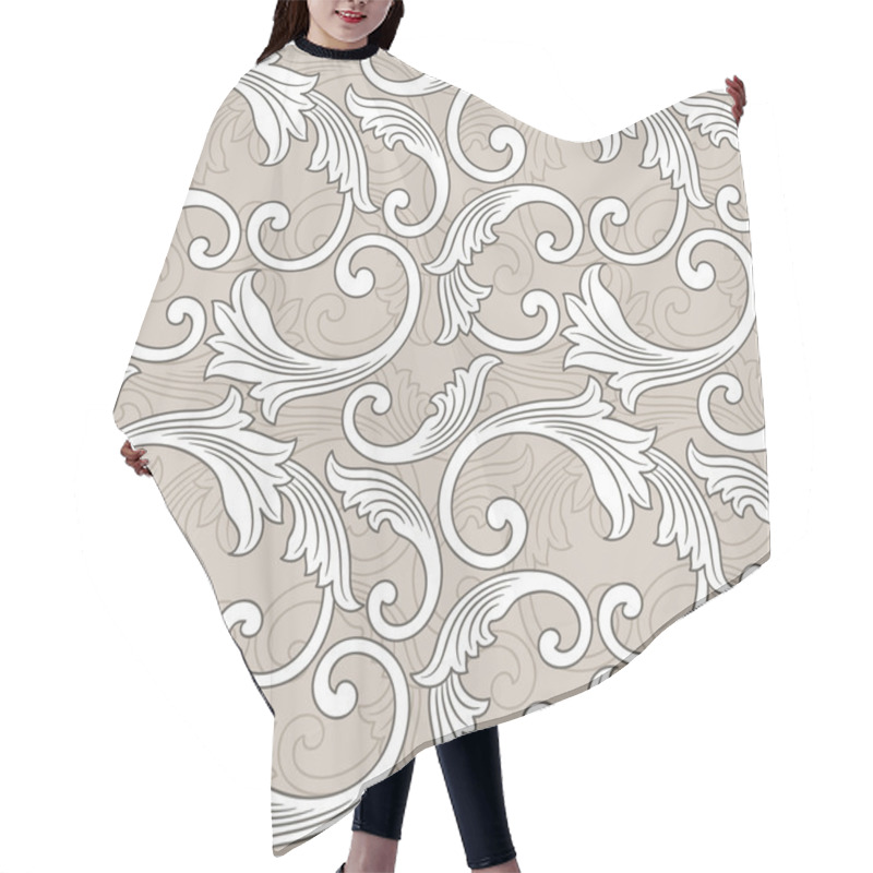 Personality  Baroque Floral Pattern, Grey And Beige Hair Cutting Cape